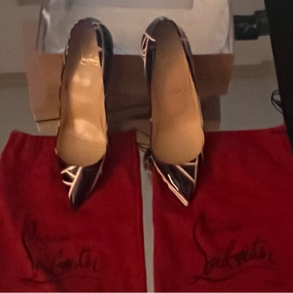 Christian Louboutin Black and Tan Heels - Picture 8 of 16